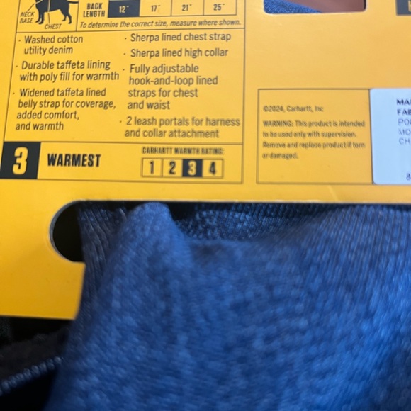 NEW Carhartt Blue Denim Insulated Dog Chore Coat Medium M Warmest Walking - Picture 12 of 13